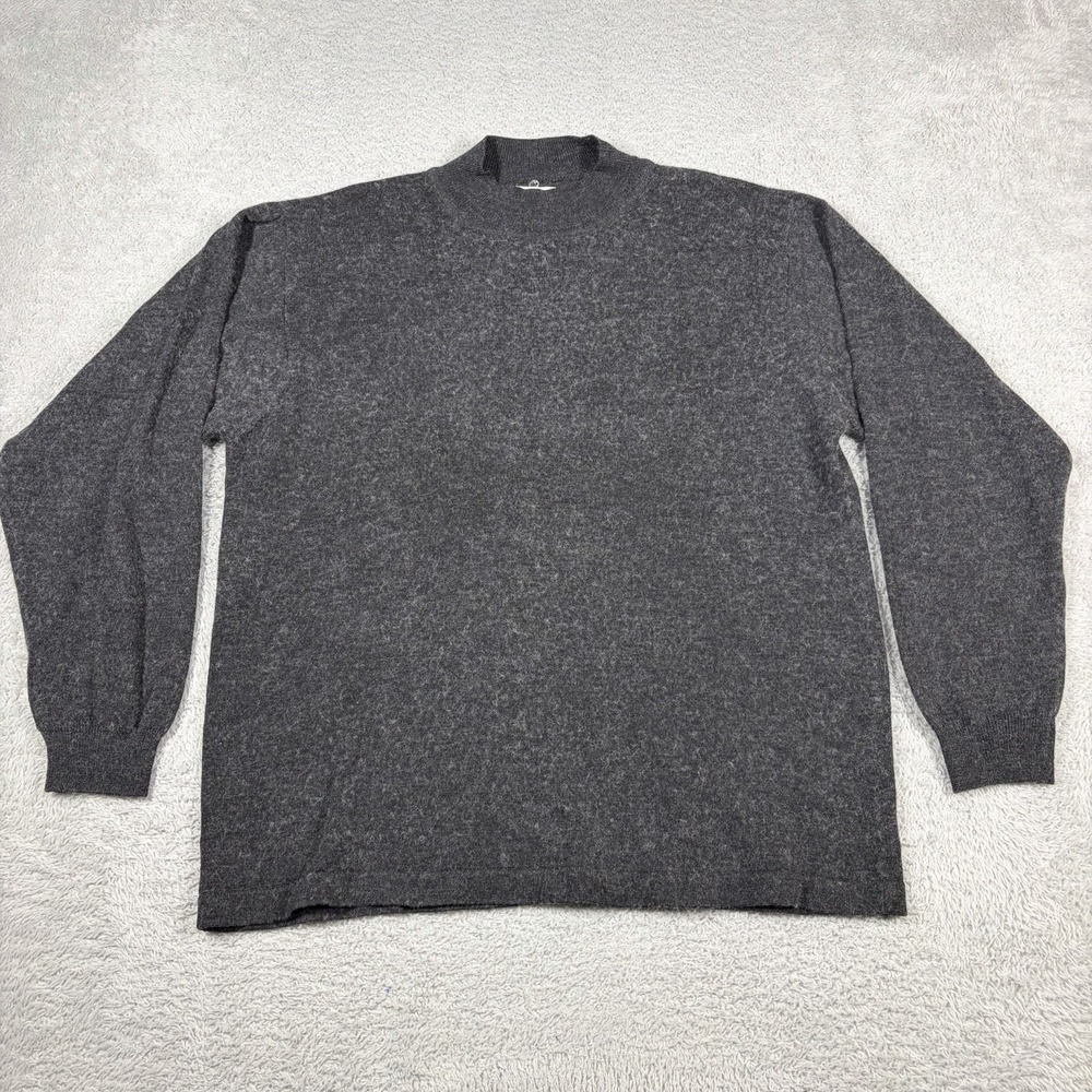 VINTAGE Geoffrey Beene Merino Wool Sweater Mens M Charcoal Gray Quiet Luxury
